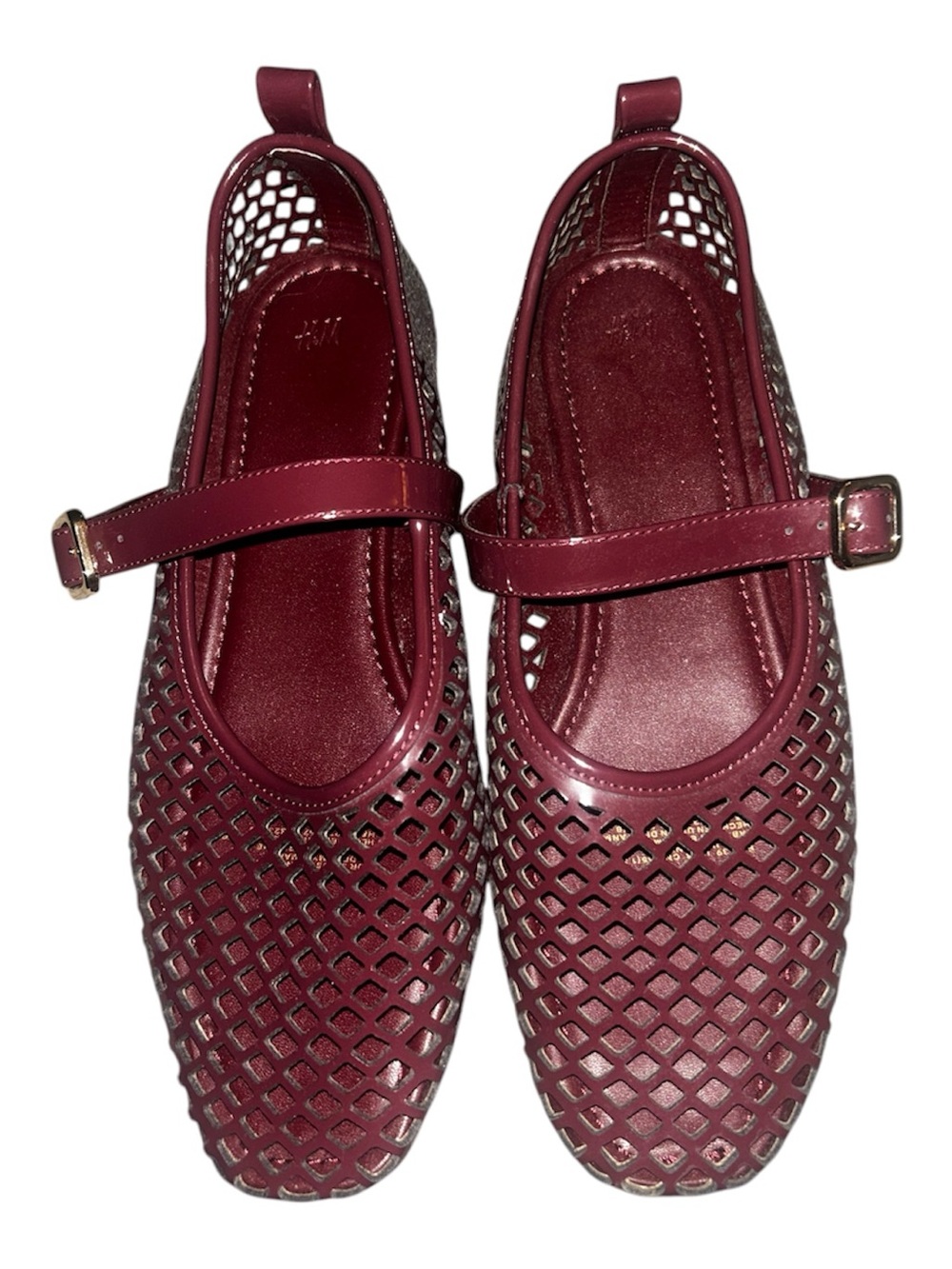 H&M Women’s Burgundy Mary Jane Cutout Flats